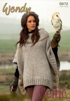 Knitting Pattern - Wendy 5672 - Celtic - Poncho, Beret, Mitts